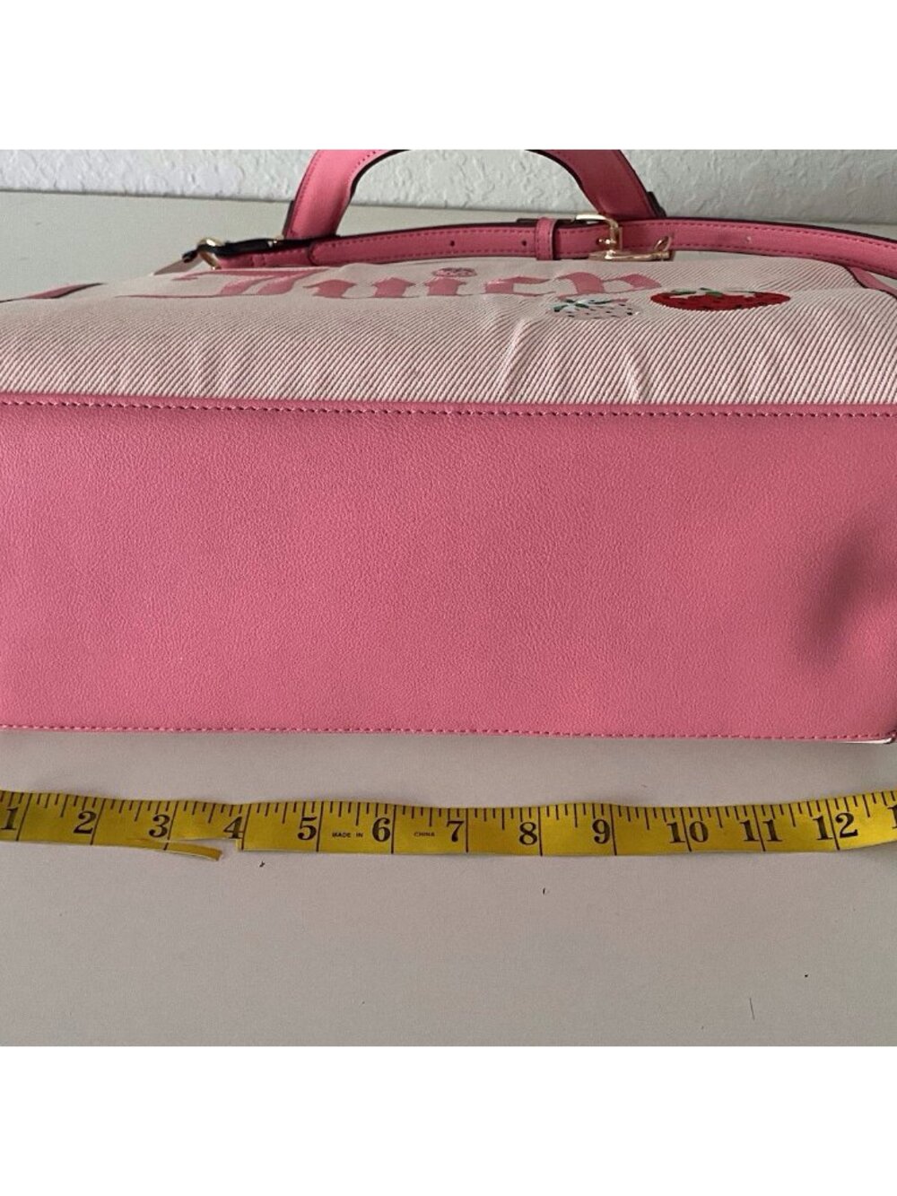 Juicy Couture Berry Sweet Tote Bag Pink #1 Strawberry With Charm Crossbody NEW - Picture 10 of 12